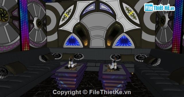 Phòng karaoke file sketchup,File sketchup phòng karaoke,quán karaoke đẹp