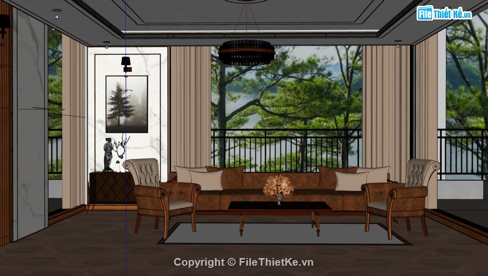 File phòng khách biệt thự,sketchup phòng khách,File sketchup phòng ăn,nội thất biệt thự sketchup