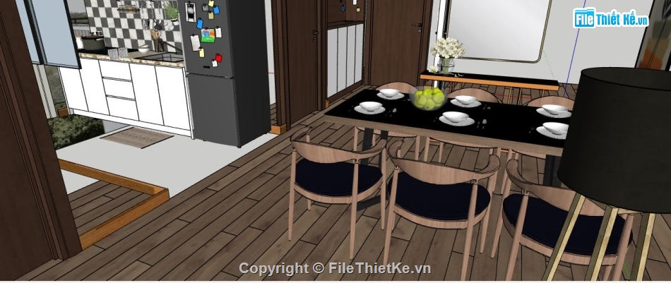 Phòng khách nhà bếp,3d sketchup Phòng khách,file sketchup phòng khách,phòng khách sketchup,File sketchup Nhà bếp