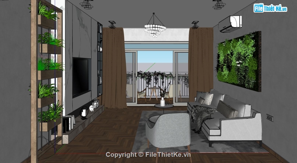 sketchup phòng khách,sketchup phòng khách chung cư,mẫu 3d phòng khách,File sketchup phòng khách