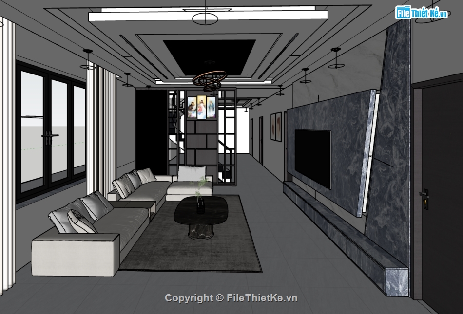 phòng khách đẹp,File sketchup phòng khách đẹp,sketchup phòng khách,File phòng khách sketchup