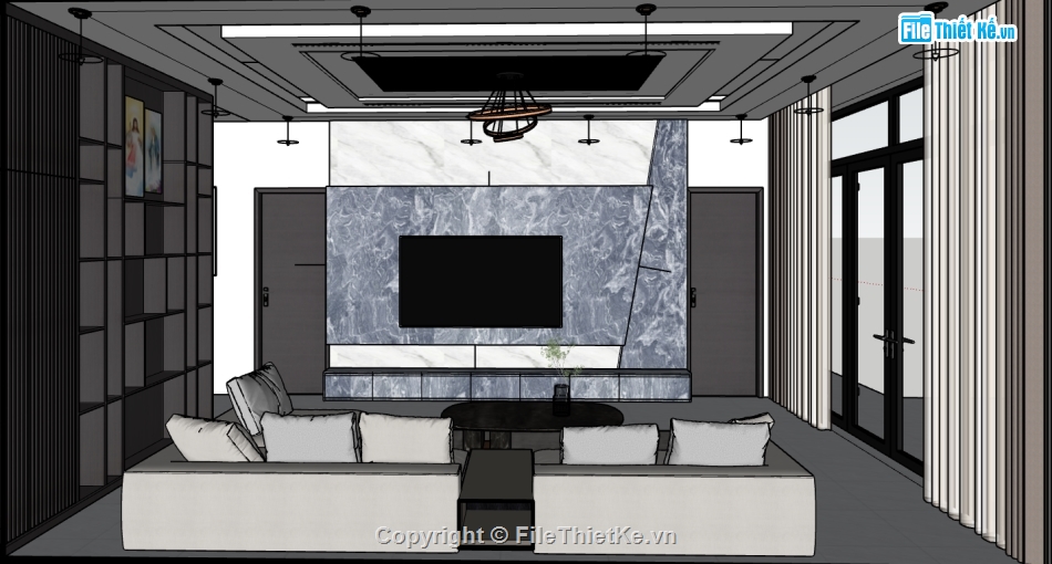 phòng khách đẹp,File sketchup phòng khách đẹp,sketchup phòng khách,File phòng khách sketchup