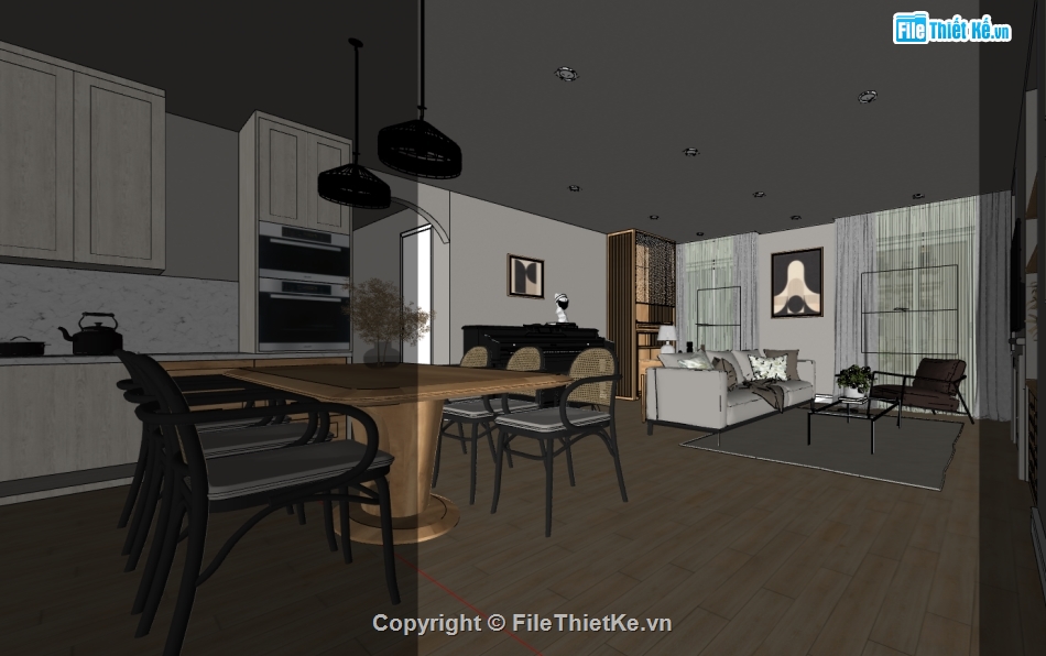 nội thất phòng khách hiện đại,sketchup phòng khách hiện đại,phòng khách hiện đại file sketchup