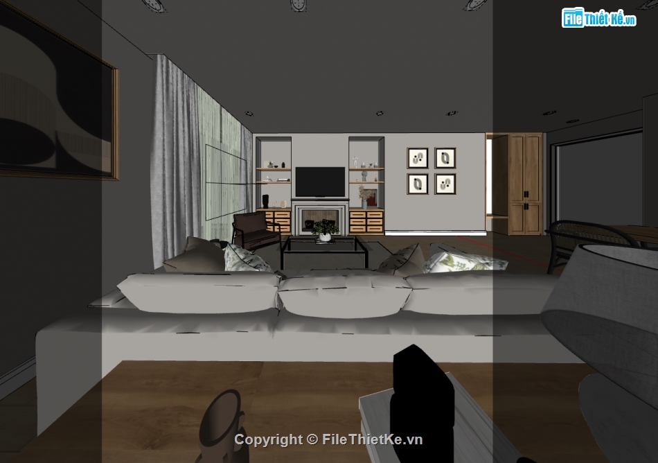 nội thất phòng khách hiện đại,sketchup phòng khách hiện đại,phòng khách hiện đại file sketchup