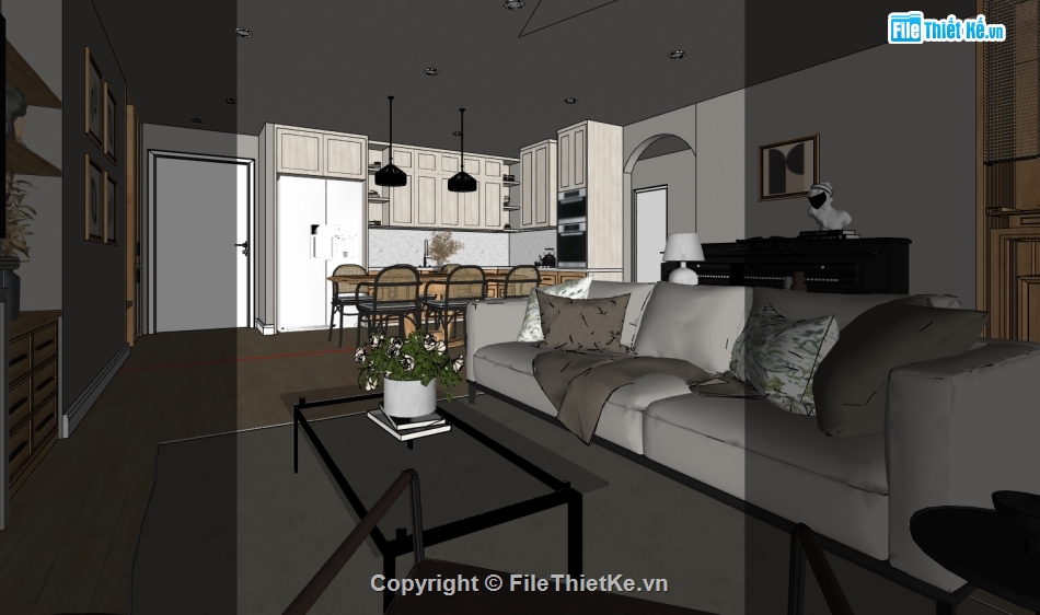 nội thất phòng khách hiện đại,sketchup phòng khách hiện đại,phòng khách hiện đại file sketchup
