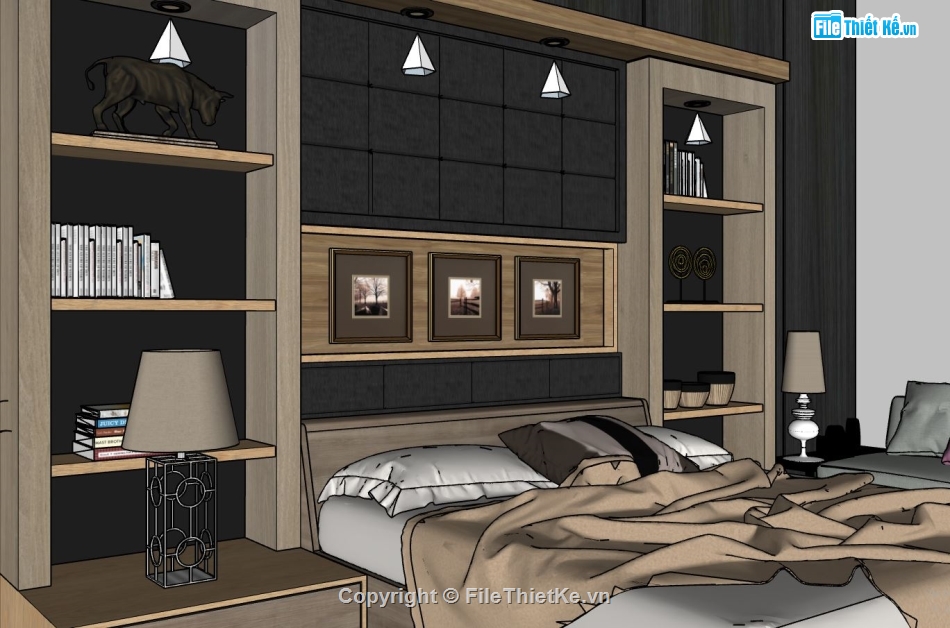 3d sketchup phòng ngủ,file phòng ngủ sketchup,su phòng ngủ hiện đại