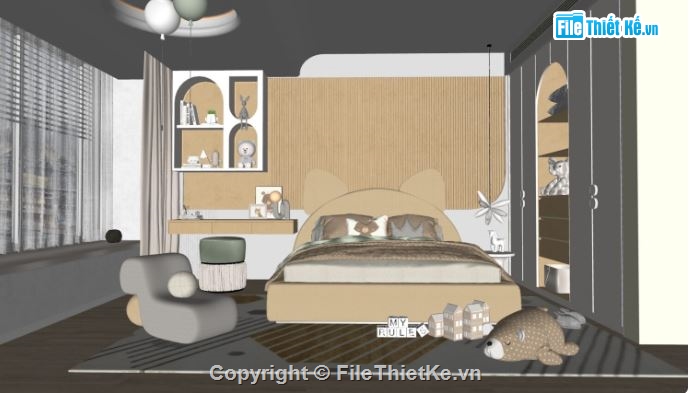 3d sketchup phòng ngủ,3d phòng ngủ,phòng ngủ sketchup,File phòng ngủ sketchup