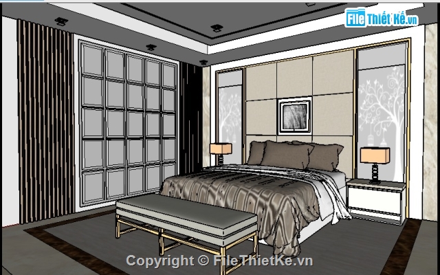 File sketchup phòng ngủ hiện đại,File sketchup phòng ngủ,model phòng ngủ hiện đại