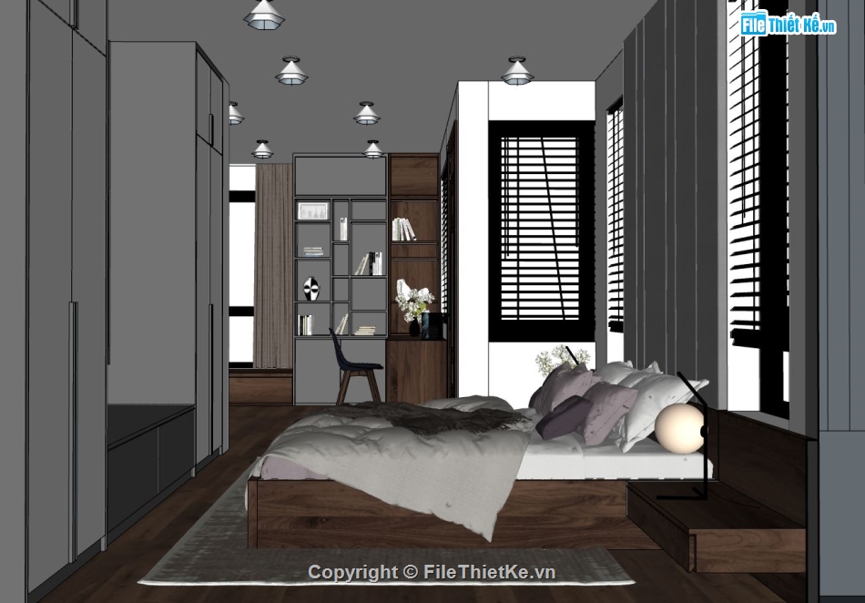 phòng ngủ sketchup,File sketchup phòng ngủ đẹp,thiết kế phòng ngủ hiện đại,nội thất phòng ngủ su