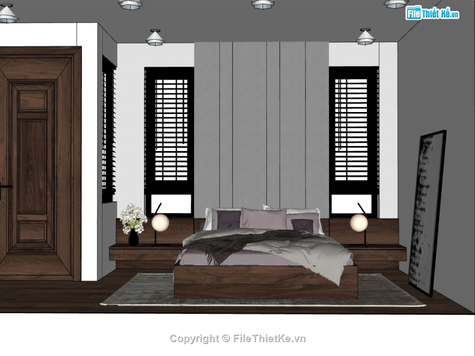 phòng ngủ sketchup,File sketchup phòng ngủ đẹp,thiết kế phòng ngủ hiện đại,nội thất phòng ngủ su
