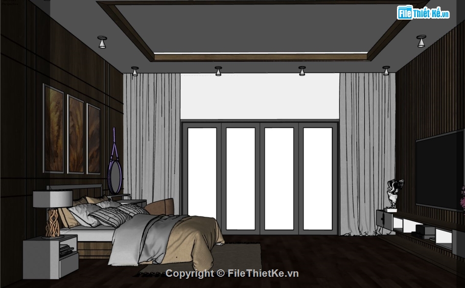 3d sketchup phòng ngủ,nội thất phòng ngủ sketchup,thiết kế nội thất phòng ngủ,Sketchup nội thất phòng ngủ