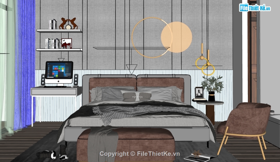 nội thất phòng ngủ dựng sketchup,File sketchup phòng ngủ đẹp,file sketchup phòng ngủ,File phòng ngủ dựng sketchup