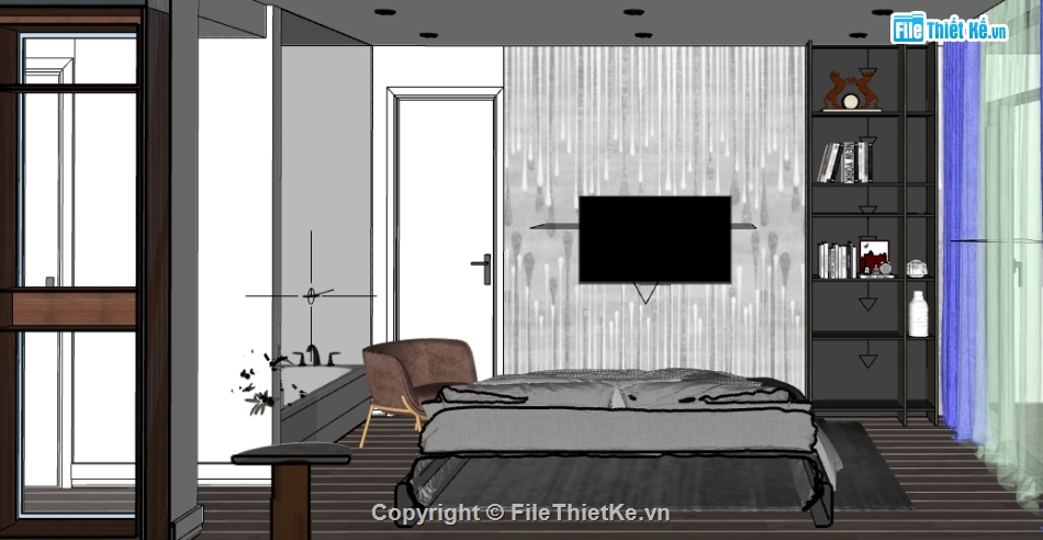 nội thất phòng ngủ dựng sketchup,File sketchup phòng ngủ đẹp,file sketchup phòng ngủ,File phòng ngủ dựng sketchup