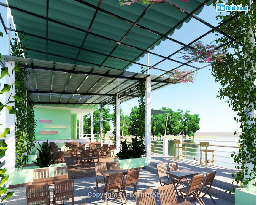 sketchup quán cafe,cafe sketchup,quán cafe sketchup,quán cafe file sketchup