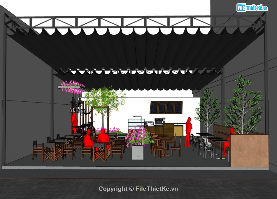 su quán cafe,sketchup quán cafe,quán cafe,sketchup quán