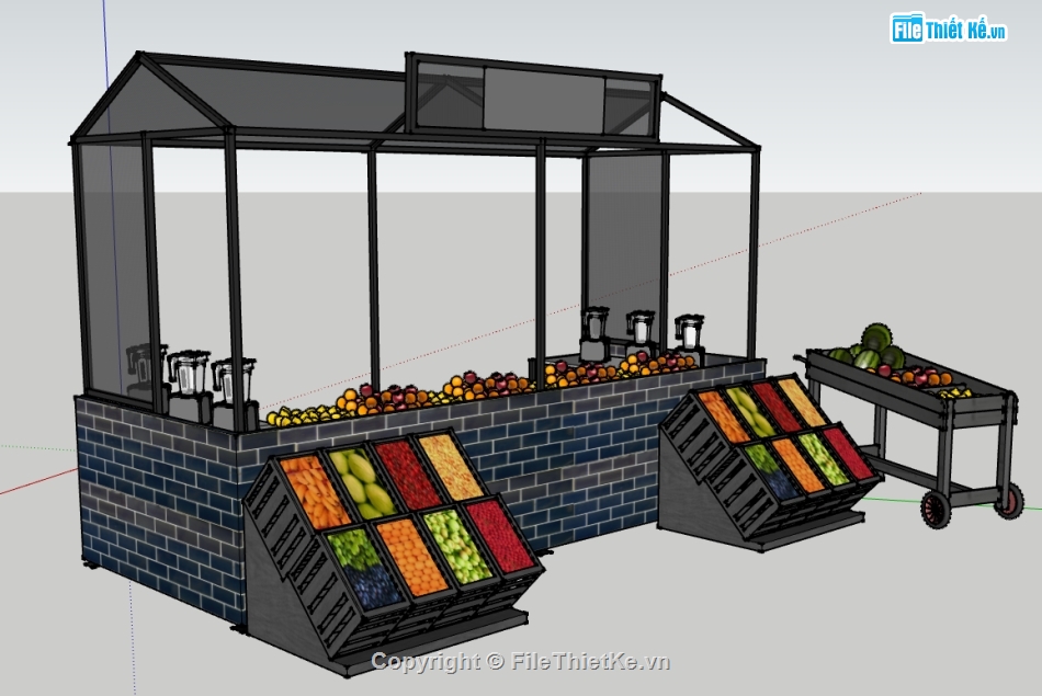 File sketchup quầy bán hoa quả,file su quầy bán hoa quả,File sketchup quầy bán hàng,file sketchup bán hoa quả