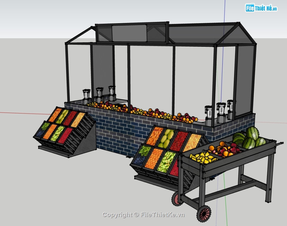 File sketchup quầy bán hoa quả,file su quầy bán hoa quả,File sketchup quầy bán hàng,file sketchup bán hoa quả