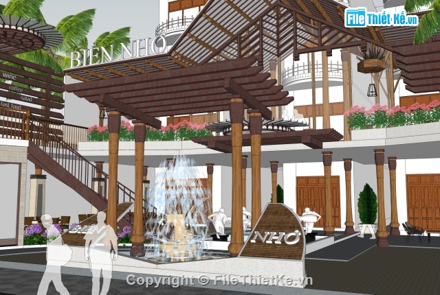 File Sketchup biệt thự đẹp,Sketchup Resort,siêu phẩm sketchup resort,Mẫu resort biển cực đẹp