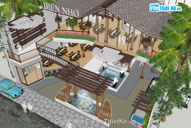 File Sketchup biệt thự đẹp,Sketchup Resort,siêu phẩm sketchup resort,Mẫu resort biển cực đẹp