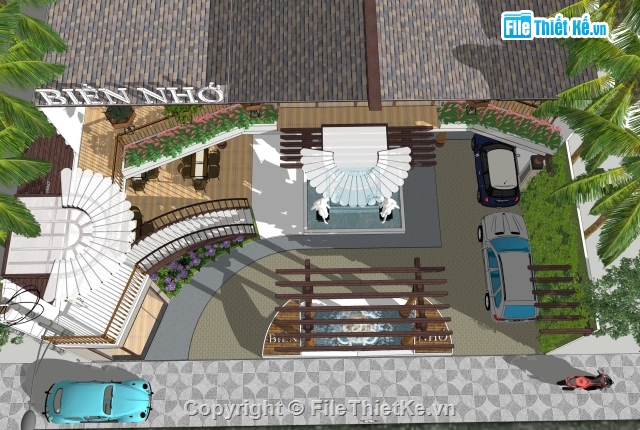 File Sketchup biệt thự đẹp,Sketchup Resort,siêu phẩm sketchup resort,Mẫu resort biển cực đẹp