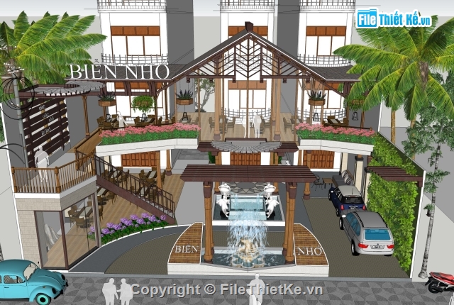 File Sketchup biệt thự đẹp,Sketchup Resort,siêu phẩm sketchup resort,Mẫu resort biển cực đẹp