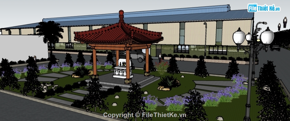 File sketchup nhà xưởng công nghiệp,Nhà xưởng sketchup,Nhà xưởng công nghiệp model sketchup,File sketchup nhà công nghiệp