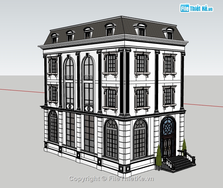 File SU biệt thự,biệt thự SU,biệt thự  3 tầng,SU biệt thự 3 tầng,File Sketchup biệt thự 3 tầng