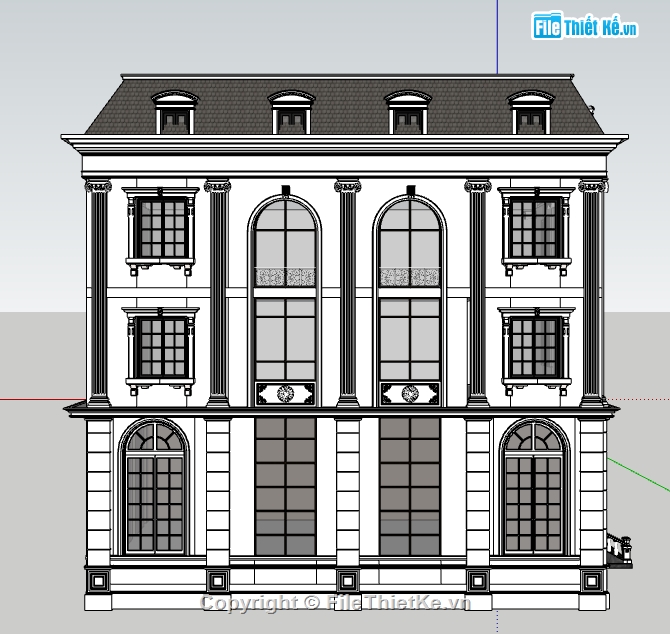 File SU biệt thự,biệt thự SU,biệt thự  3 tầng,SU biệt thự 3 tầng,File Sketchup biệt thự 3 tầng