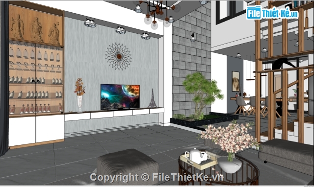 File sketchup nội thất,file sketchup phòng khách,Su phòng Bếp