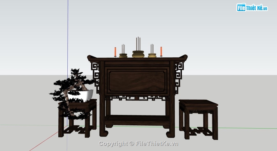 sketchup thiết kế bàn thờ,sketchup bàn thờ,mẫu bàn thờ đẹp