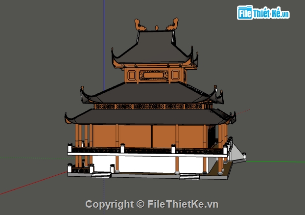 đình chùa thiết kế 3d su,dựng đình chùa file sketchup,mẫu thiết kế 3D đình chùa