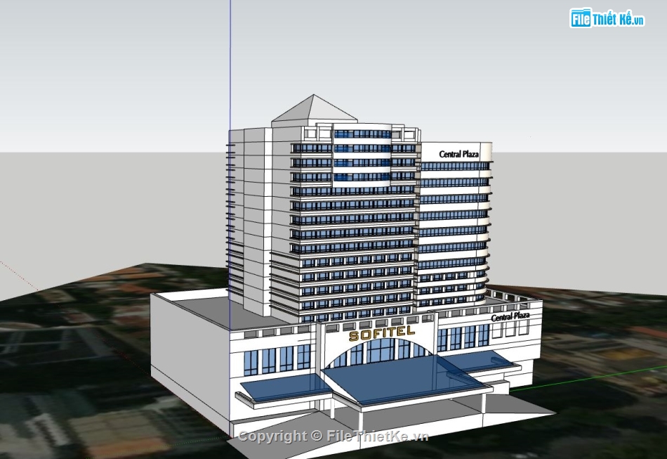 hotel cao tầng,thiết kế khách sạn,file sketchup khách sạn đẹp,model sketchup khách sạn,hotel sketchup