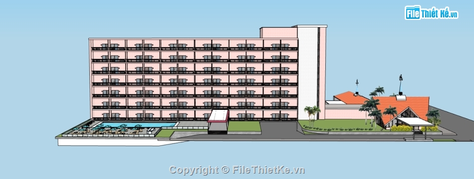sketchup thiết kế khách sạn,khách sạn hiện đại dựng 3d su,bao cảnh 3d su khách sạn hiện đại