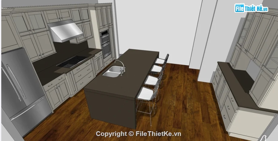 mẫu thiết kế,file sketchup bếp ăn,bếp ăn gia đình