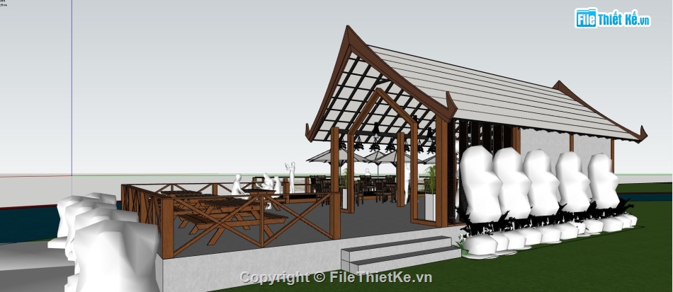 file sketchup nhà hàng,sketchup nhà hàng đẹp,mẫu su nhà hàng