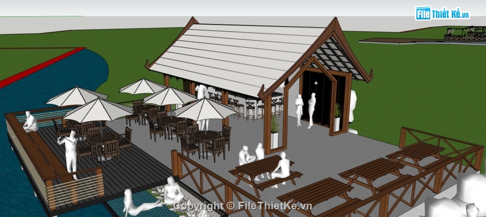 file sketchup nhà hàng,sketchup nhà hàng đẹp,mẫu su nhà hàng