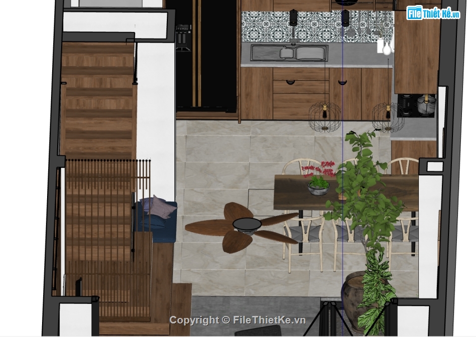 sketchup nội thất phòng khách bếp,nội thất phòng khách hiện đại,mẫu su nội thất phòng khách,sketchup nội thất phòng bếp