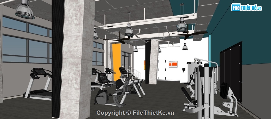 file sketchup phòng gym,nội thất phòng gym,su phòng gym