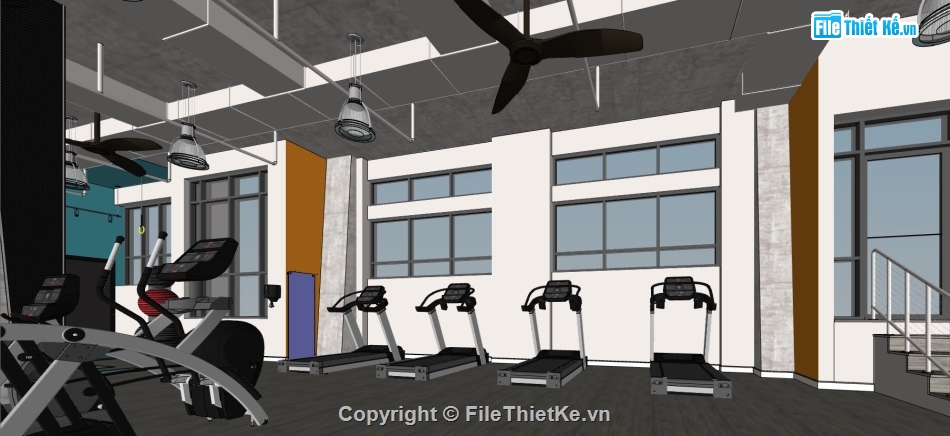 file sketchup phòng gym,nội thất phòng gym,su phòng gym