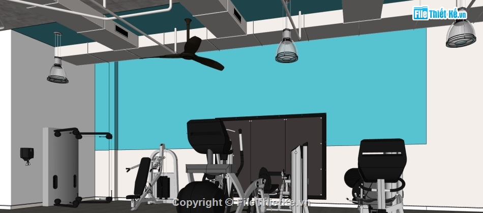 file sketchup phòng gym,nội thất phòng gym,su phòng gym