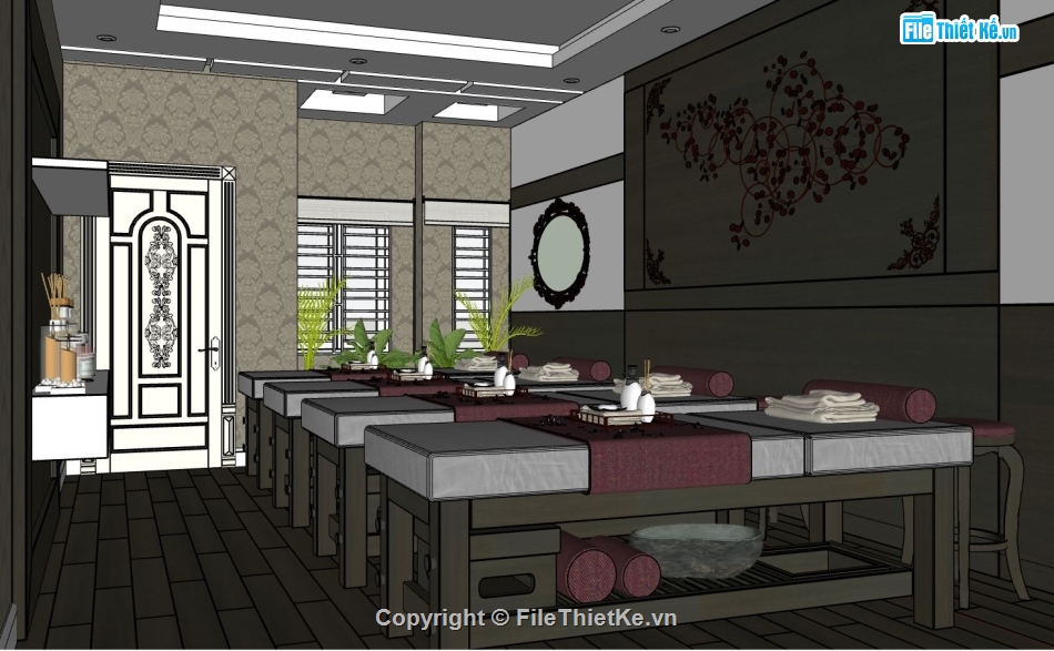 sketchup nội thất spa,thiết kế spa đẹp,thiết kế nội thất spa su