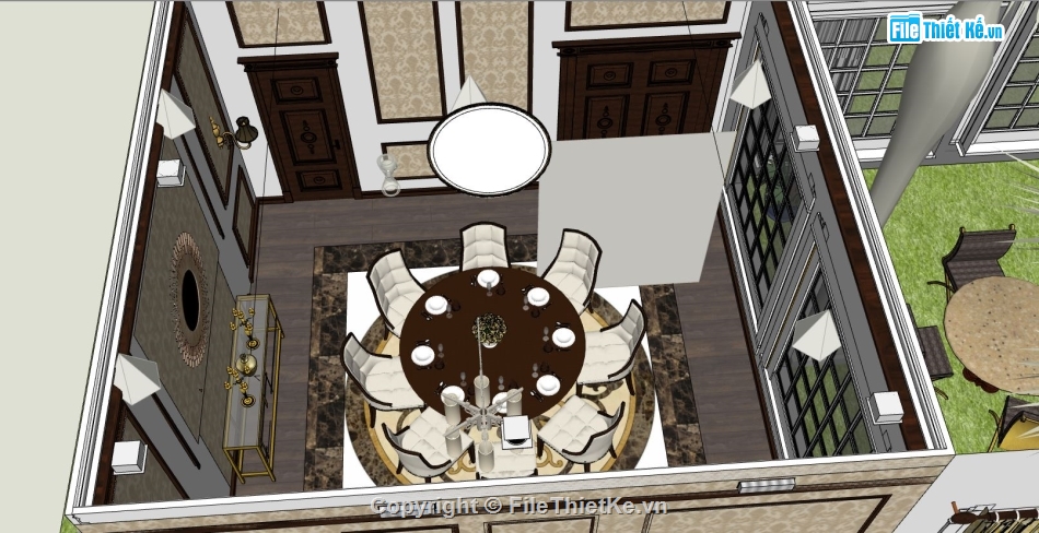 thiết kế phòng ăn,File sketchup phòng ăn,file sketchup phòng ăn cực đẹp,model su phòng ăn