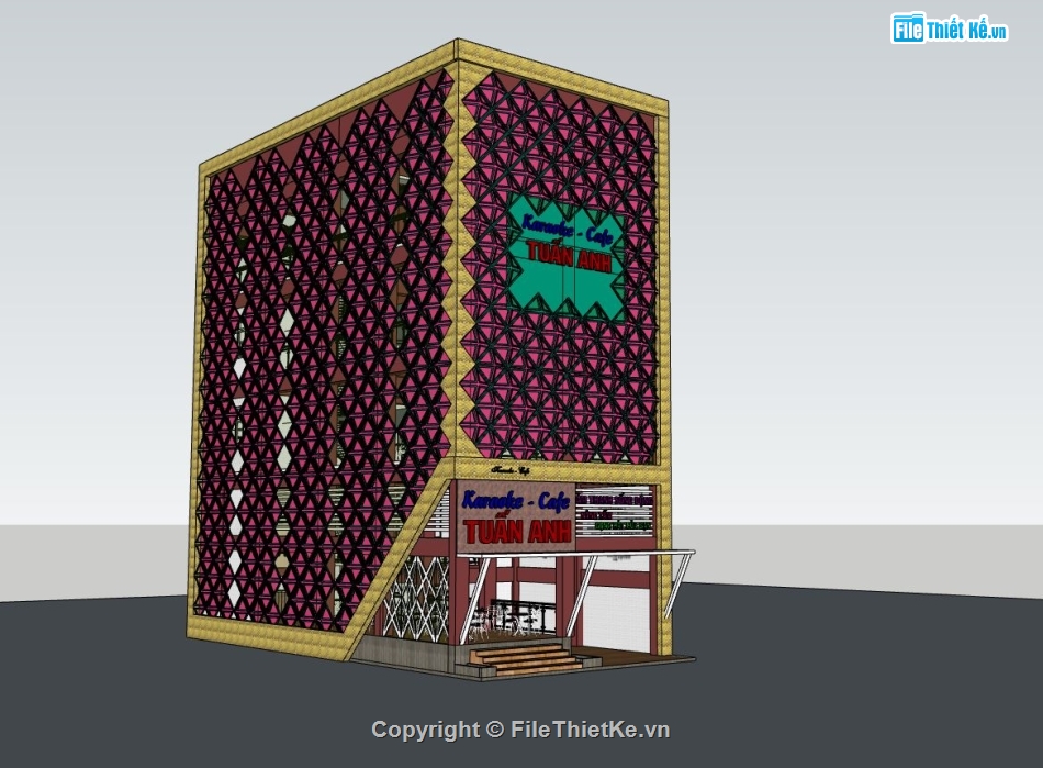 sketchup thiết kế quán cafe,thiết kế quán karaoke,model sketchup quán cafe,quán karaoke đẹp