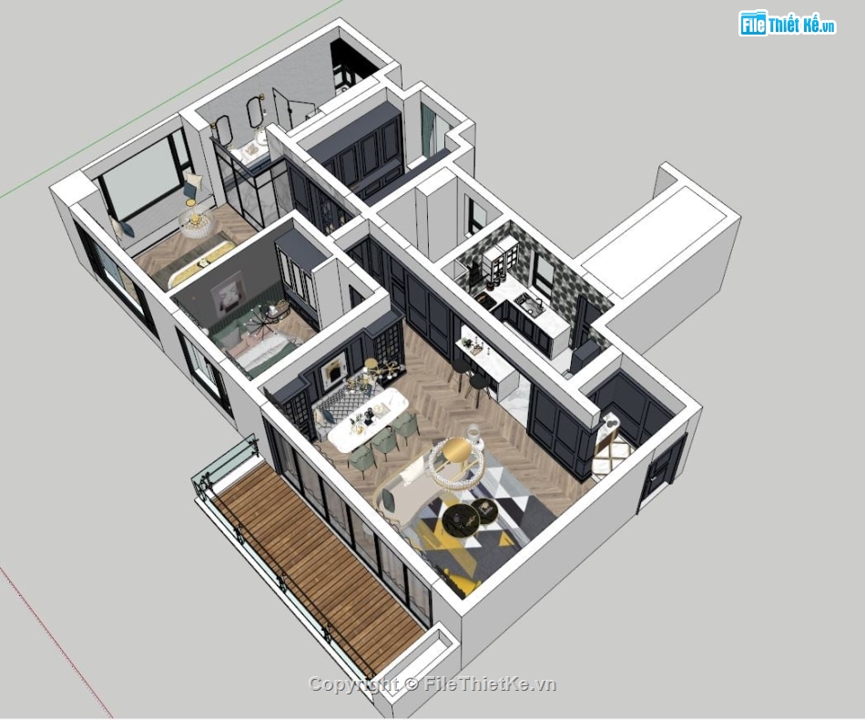 sketchup nội thất,File sketchup nội thất,bố trí nội thất,nội thất SU