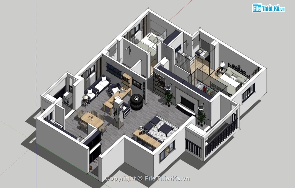 sketchup nội thất,File sketchup nội thất,bố trí nội thất,nội thất SU