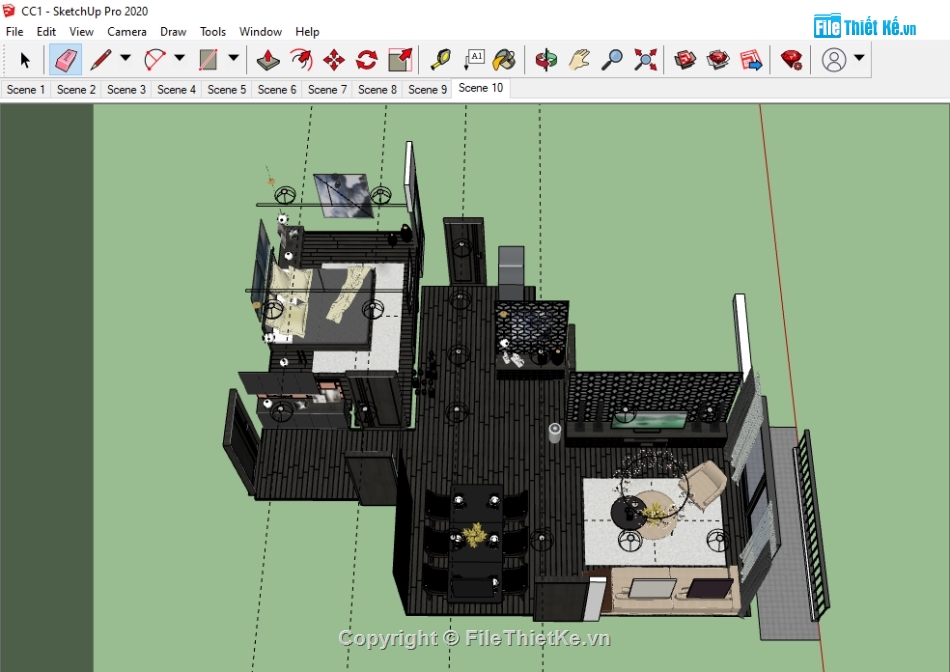 sketchup phòng khách,Nội thất phòng ăn,File sketchup phòng ăn,File sketchup nội thất phòng khách,Nội thất