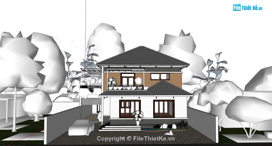 Biệt thự 2 tầng hiện đại,biệt thự 2 tầng file cad,file su biệt thự 2 tầng,biệt thự 2 tầng,bản vẽ biệt thự 2 tầng