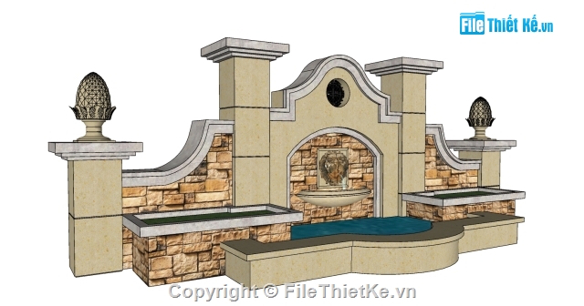 sketchup tiểu cảnh sân vườn,hồ nước,họa tiết trang trí sân vườn
