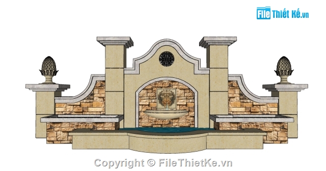 sketchup tiểu cảnh sân vườn,hồ nước,họa tiết trang trí sân vườn