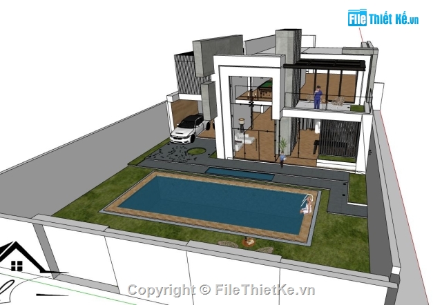 biệt thự sketchup,sketchup biệt thự,File sketchup biệt thự 2 tầng,biệt thự 2 tầng,biệt thự villa,sketchup villa